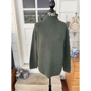 Ann Taylor Weekend Collection Waffle Zip Side Sweater Large Fisherman Green New
